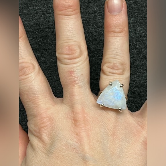 Statement Moonstone Ring, Trillion Cut Stone in Sterling Silver - Picture 8 of 15